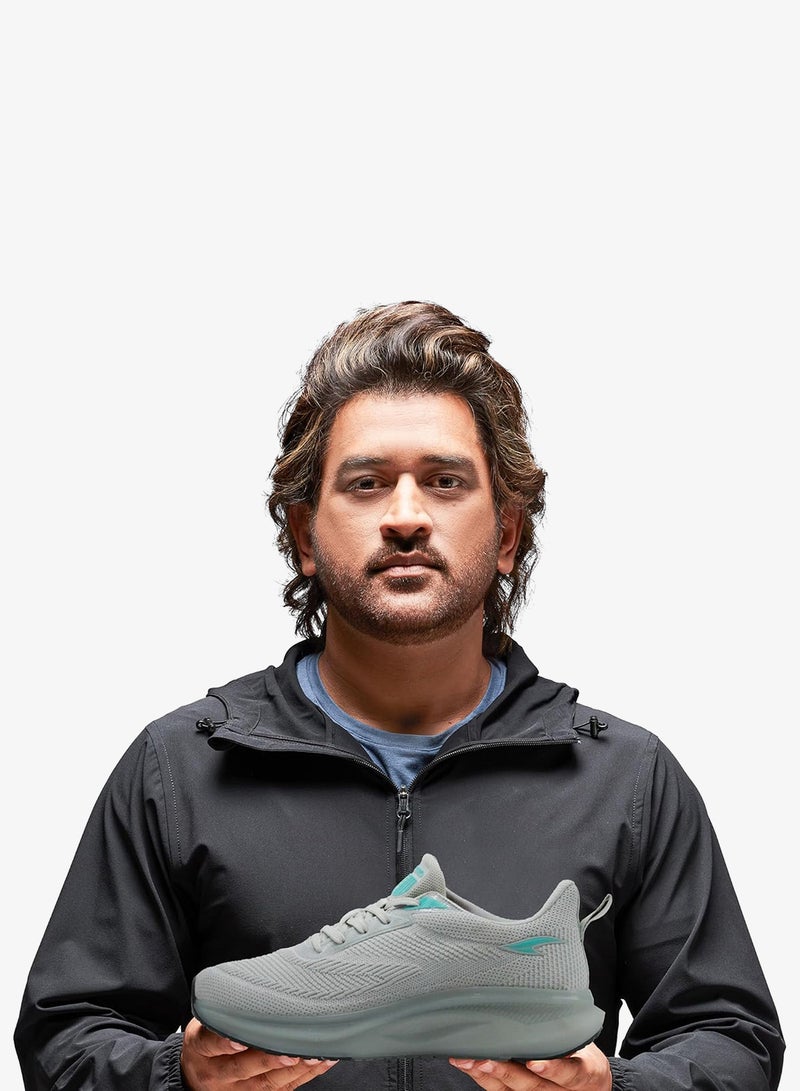 Asian Light Grey and Firozi Running Shoes for Men and Boys - Image 2