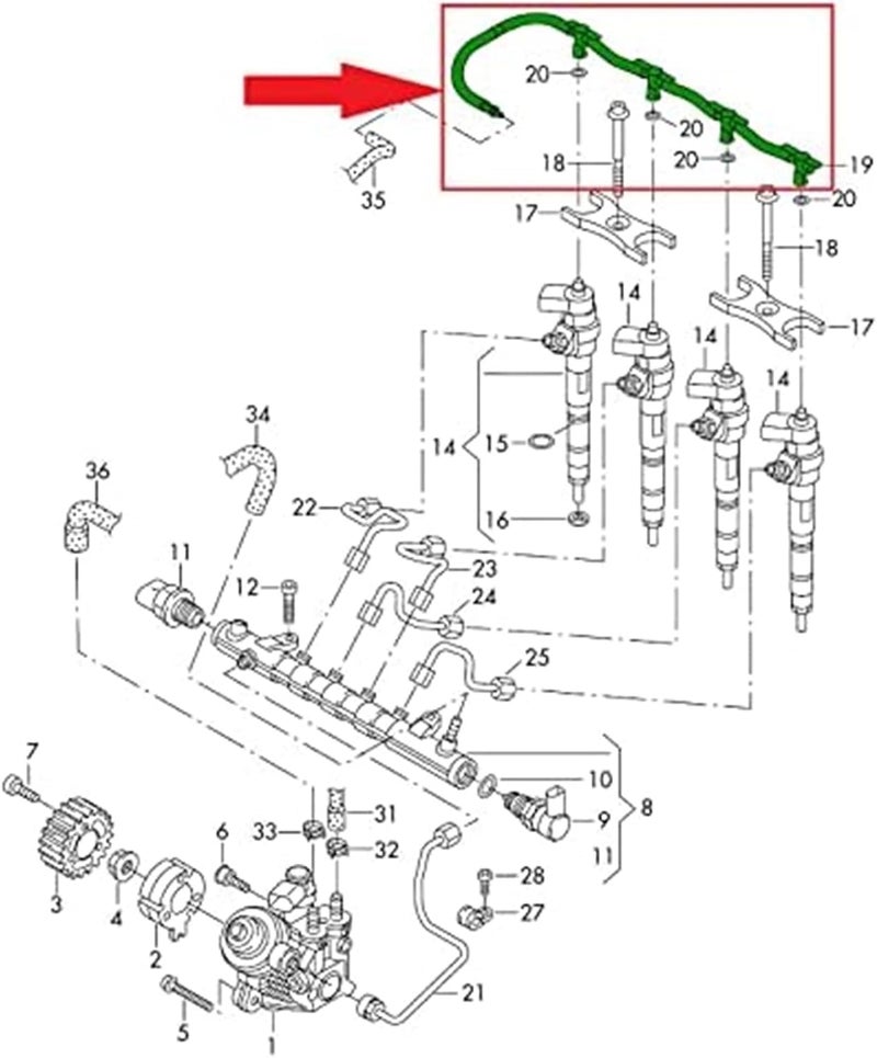 QASULER Fuel Injector Leak Off Return Pipe - Image 4
