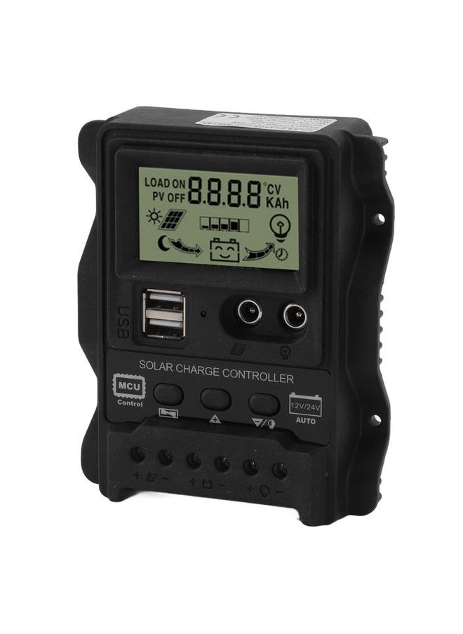 Thoraya K1688 Solar Charge Controller PWM Dual DC with Black Shell Solar Panel Regulator for Home 10A  - Image 1