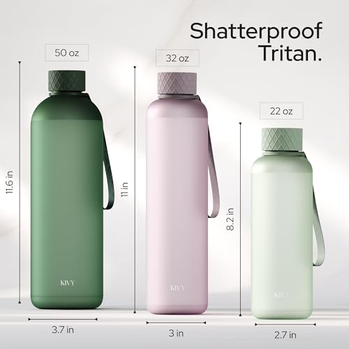 KIVY Large Water Bottle 50oz [Lightweight & Shatterproof] Fits Backpack & Cupholder for Travel, Sports, School - Black water bottle no straw - 1.5 Liter water bottles - 50oz Water bottle - Image 4