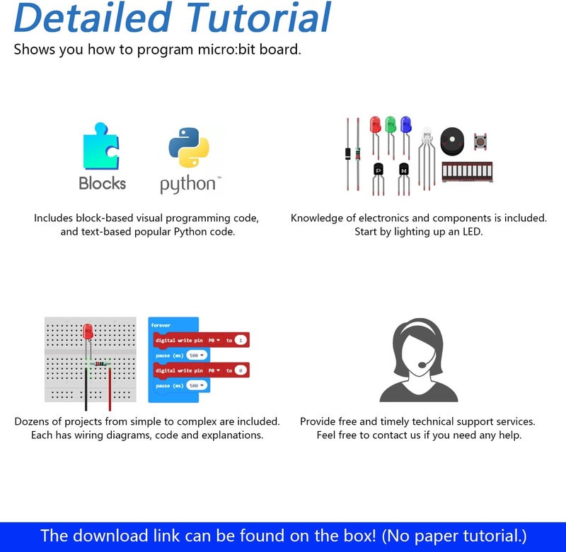 FREENOVE Ultimate Starter Kit for BBC micro:bit (V2 Included), 316-Page Detailed Tutorial, 225 Items, 44 Projects, Blocks and Python Code - Image 5
