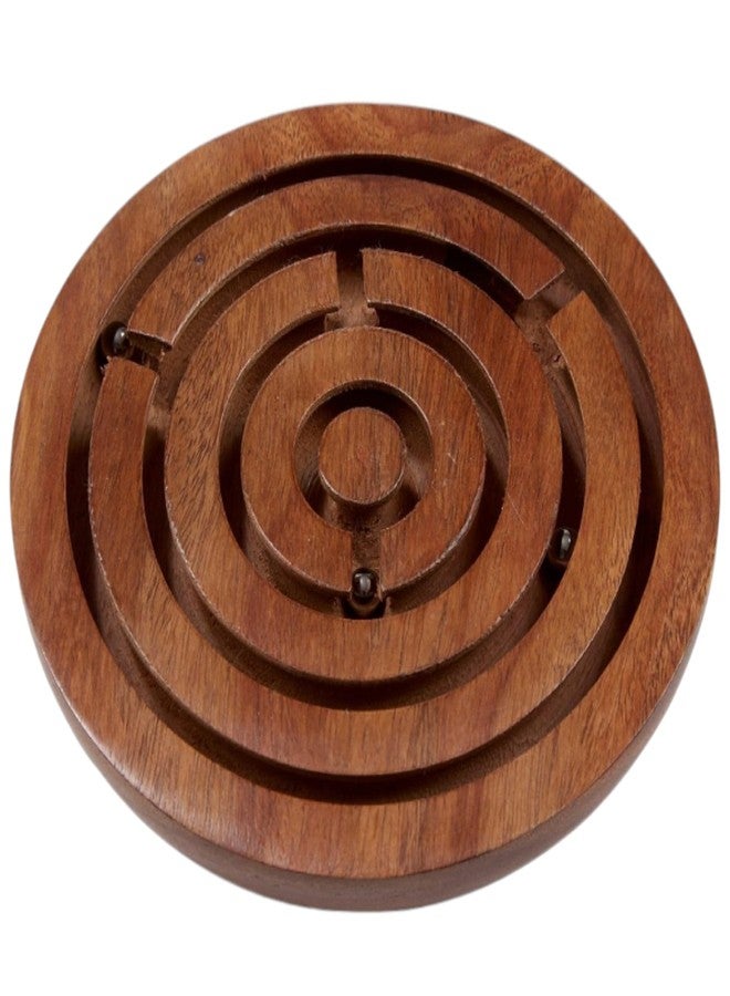 UPBEAT 3 Inch Classic Wooden Labyrinth Maze Game (Pack of 1) I Handcrafted Wooden Puzzle Toy I Challenging Marble Maze Game I Focus and Coordination I Vintage Game I Hand-Eye Coordination Puzzle - Image 1