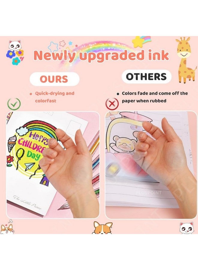 PLUSPOINT 36Pc Colouring gel pens 12 color neon 12 glitter pens 12 metalic pens fine tip art set colored gel pens for coloring book, drawing, doodling, scrapbook journaling, sparkle pen Gifts for kids - Image 2