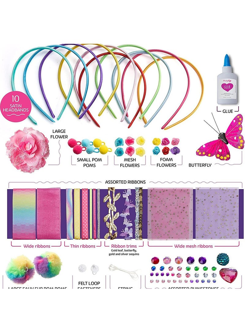 مجموعة صنع عصابة الرأس للفتيات - اصنعي عصابة الرأس الأنيقة الخاصة بك - مجموعة إكسسوارات الشعر DIY، هدية عيد ميلاد أو حفلة للأطفال بعمر 5 سنوات فما فوق - Image 5