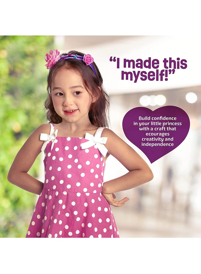 مجموعة صنع عصابة الرأس للفتيات - اصنعي عصابة الرأس الأنيقة الخاصة بك - مجموعة إكسسوارات الشعر DIY، هدية عيد ميلاد أو حفلة للأطفال بعمر 5 سنوات فما فوق - Image 2