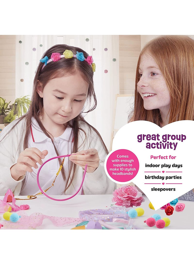 مجموعة صنع عصابة الرأس للفتيات - اصنعي عصابة الرأس الأنيقة الخاصة بك - مجموعة إكسسوارات الشعر DIY، هدية عيد ميلاد أو حفلة للأطفال بعمر 5 سنوات فما فوق - Image 3