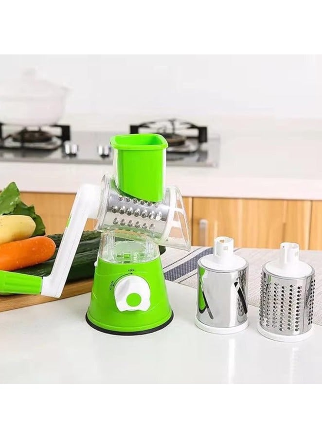 Vegetable Slicer, Cheese Grater with 3 in 1 Drum Blades, Manual Vegetable Cutter for Onion, Cheese, Cucumbers, Carrots - Make Cut-Resistant Gloves  - Image 1