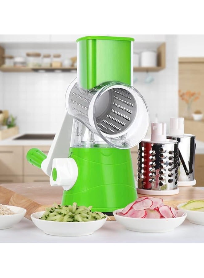 Vegetable Slicer, Cheese Grater with 3 in 1 Drum Blades, Manual Vegetable Cutter for Onion, Cheese, Cucumbers, Carrots - Make Cut-Resistant Gloves  - Image 2
