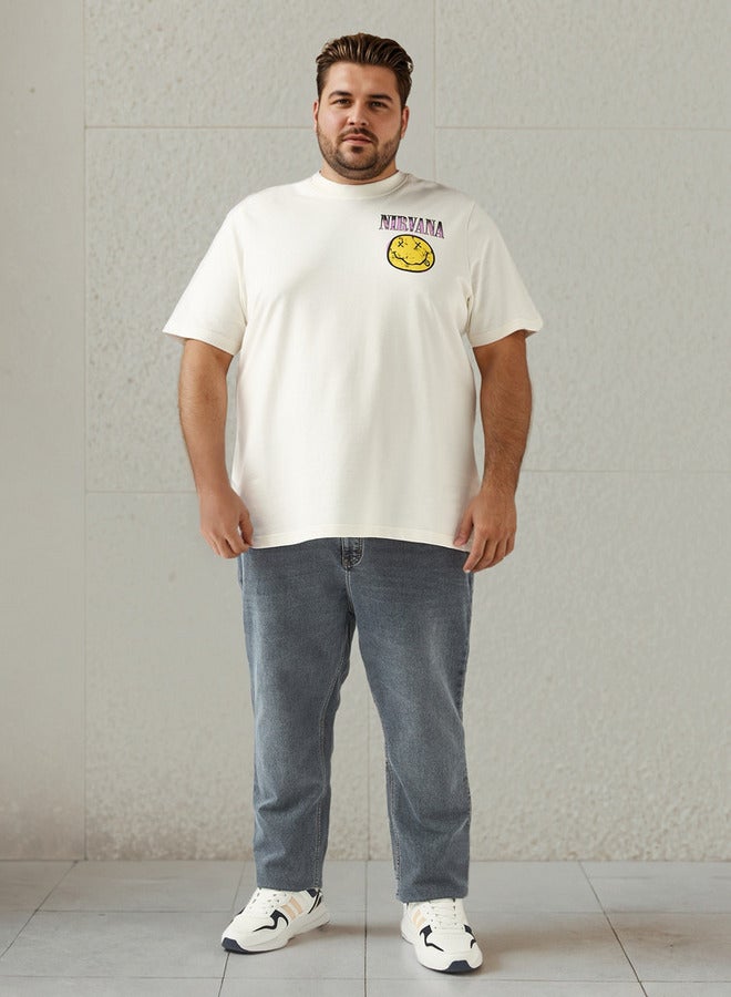 سبلاش فيڤ تيشيرت رجالي بطبعة نيرفانا بياقة دائرية وأكمام قصيرة - Image 3