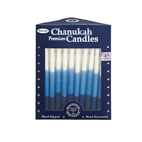 Rite Lite Premium Dripless Blue & White Hanukkah Candles - Tri Color Bulk Pack of 45 - Decorative & Fits Most Menorahs Jewish Holiday Party Favors Accessories Decorations for All 8 Nights of Chanukah - Image 2