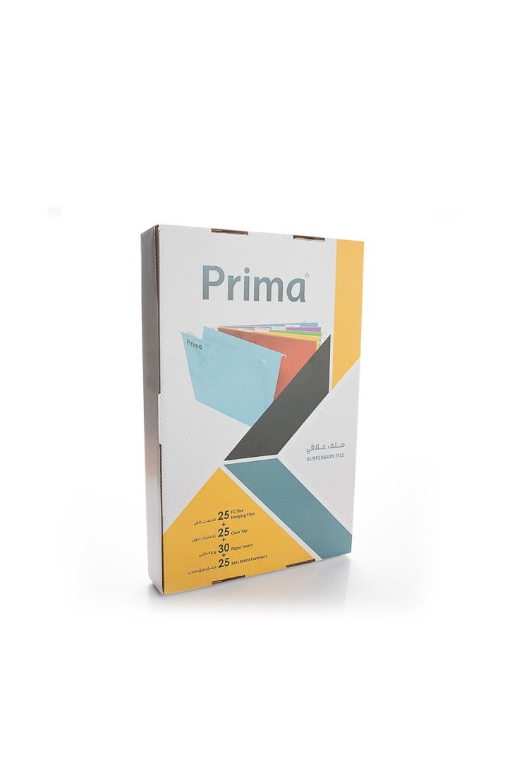 بريما ملف علاقي زيتوني أخضر — طقم 25 ملف تعليق مع مشابك بلاستيكية 25 ومثبتات معدنية 25 و30 إدراج للورق؛ تنظيم أكثر من 100 ورقة، متوافق مع خزائن الملفات القياسية - Image 1