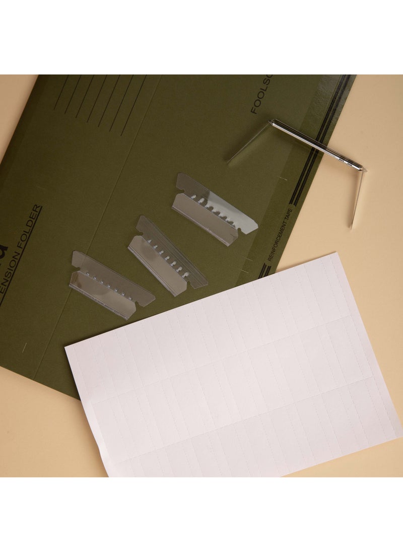بريما ملف علاقي زيتوني أخضر — طقم 25 ملف تعليق مع مشابك بلاستيكية 25 ومثبتات معدنية 25 و30 إدراج للورق؛ تنظيم أكثر من 100 ورقة، متوافق مع خزائن الملفات القياسية - Image 3