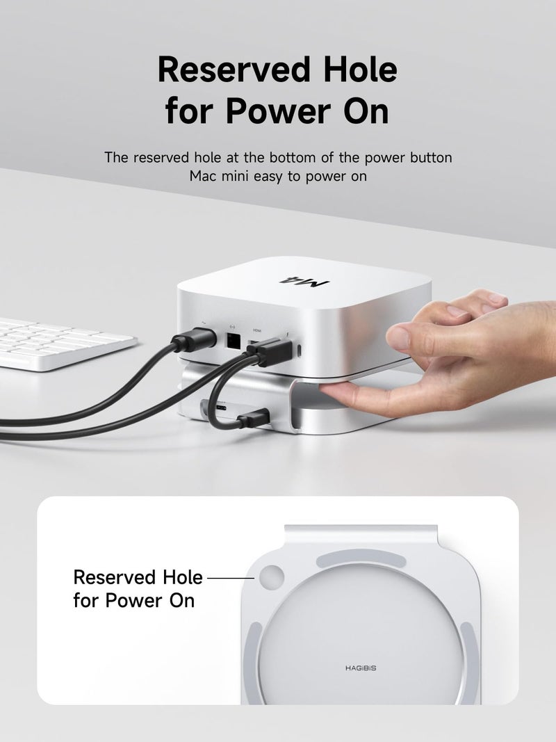 Hagibis Mac mini M4 Hub & Stand with SSD Enclosure, 3 in 1 USB Type-C Docking Station with M.2 NVMe SSD Case, 4K@60Hz HDMI, 10Gbps USB3.2 Gen2, SD4.0, TF4.0, 5V/2A Power Supply for M4 Pro (MC60H) - Image 3