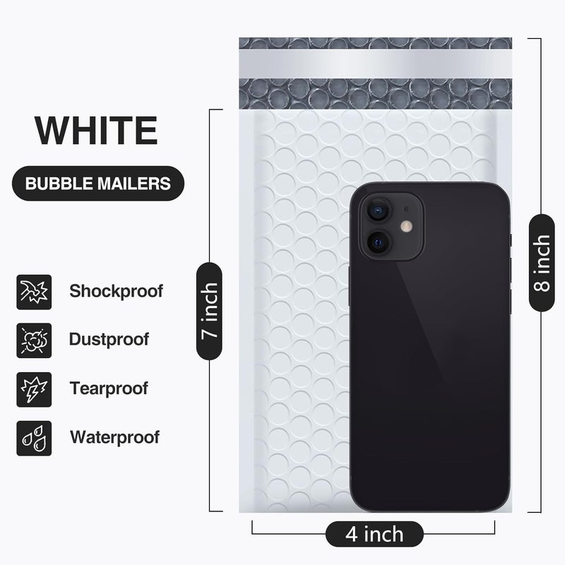UCGOU Bubble Mailers 4x8 Inch White 100 Pack Poly Padded Envelopes Small Business Mailing Packages Opaque Self Seal Boutique Shipping Bags Bubble Mailer - Image 2