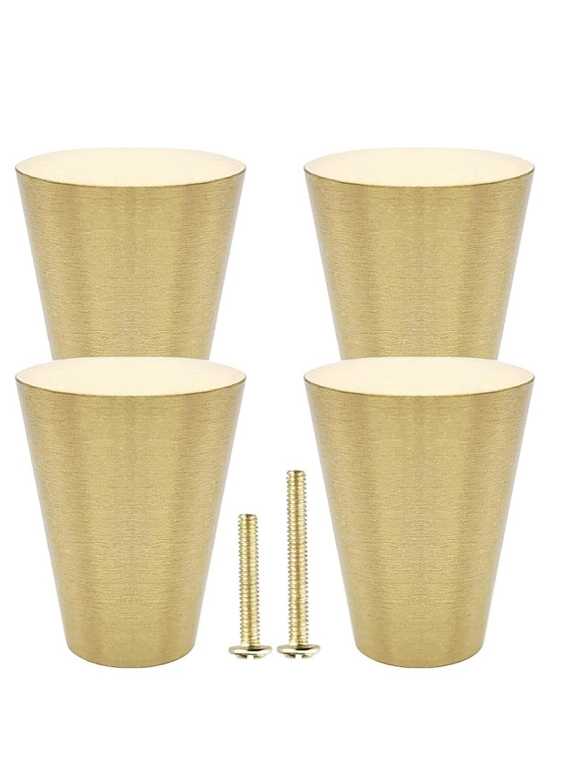 SYOSI - 4Pcs Solid Brass Knobs Brushed Gold Pure Copper Cone Decorative Mid-Century Modern Style Handles for Kitchen Cabinet Drawer Dresser - Image 1