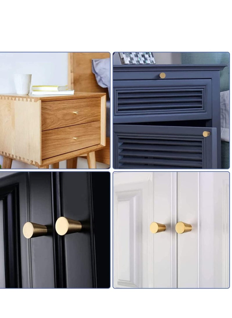 SYOSI - 4Pcs Solid Brass Knobs Brushed Gold Pure Copper Cone Decorative Mid-Century Modern Style Handles for Kitchen Cabinet Drawer Dresser - Image 1