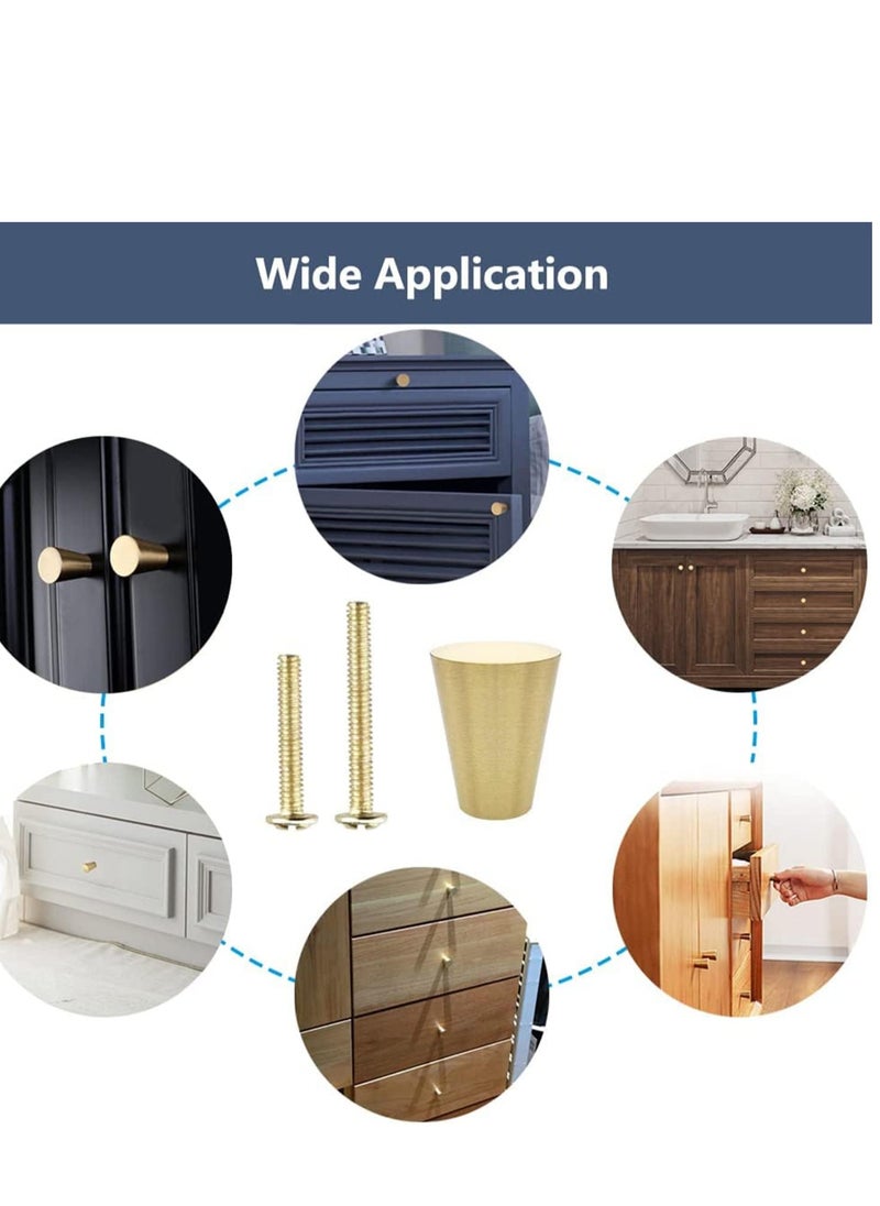SYOSI - 4Pcs Solid Brass Knobs Brushed Gold Pure Copper Cone Decorative Mid-Century Modern Style Handles for Kitchen Cabinet Drawer Dresser - Image 1