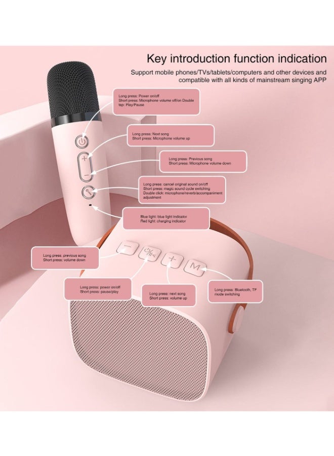 Youque Mini Wireless Microphone with Bluetooth Small Speaker Pink - Image 3