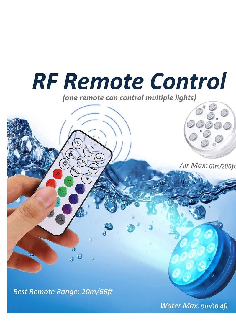 Loquat Pool Lights, littobia Submersible LED Lights with Magnet and Suction Cups, RF Remote Pool Lights, IP68 Waterproof, Underwater Timing with 13 LED Pool Light 1 Pack 2.8 INCH - Image 3