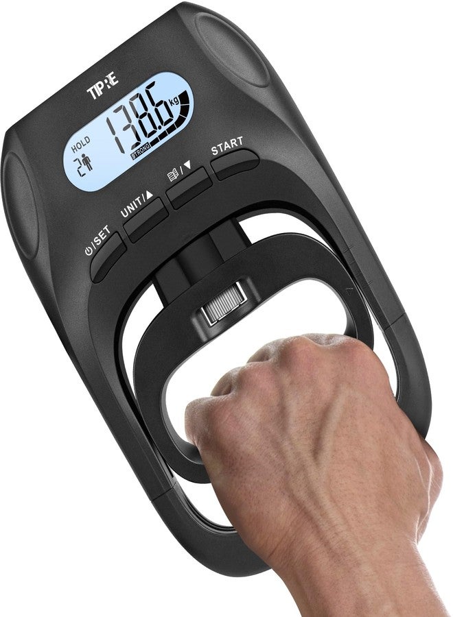 TIPRE 396lbs/180kg Grip Strength Tester, Hand grip Dynamometer, Digital Grip Strength Tester with LCD Display, Adjustable Hand Grip Training Gauge, Hand Exercisers for Sports Home School Use - Black - Image 1