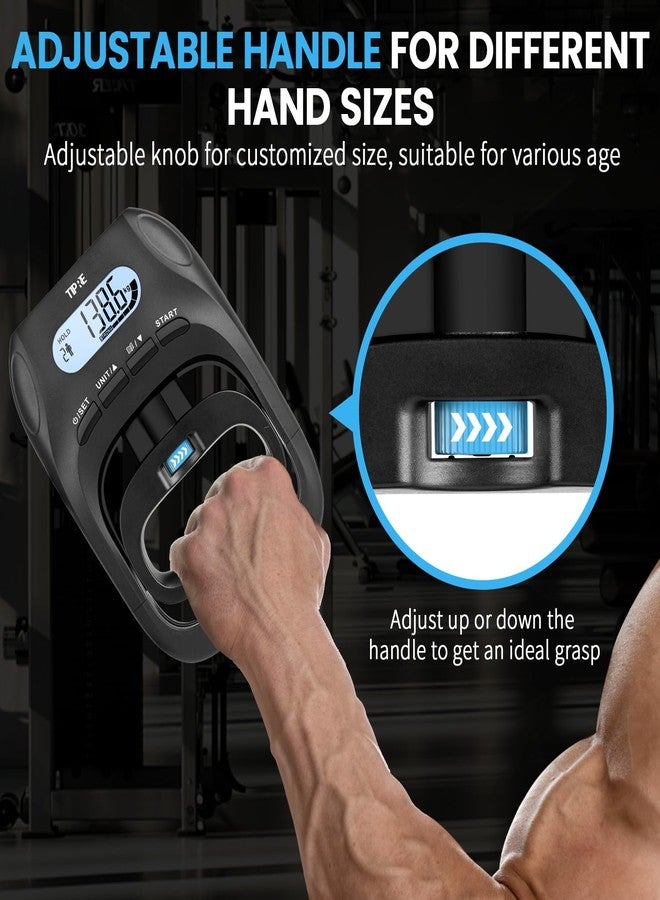TIPRE 396lbs/180kg Grip Strength Tester, Hand grip Dynamometer, Digital Grip Strength Tester with LCD Display, Adjustable Hand Grip Training Gauge, Hand Exercisers for Sports Home School Use - Black - Image 4