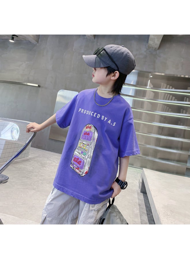 Boys' Summer Dopamine Cartoon Pure Cotton Short-sleeve T-shirt  New Children's Summer Half-sleeve Ice-feel Top