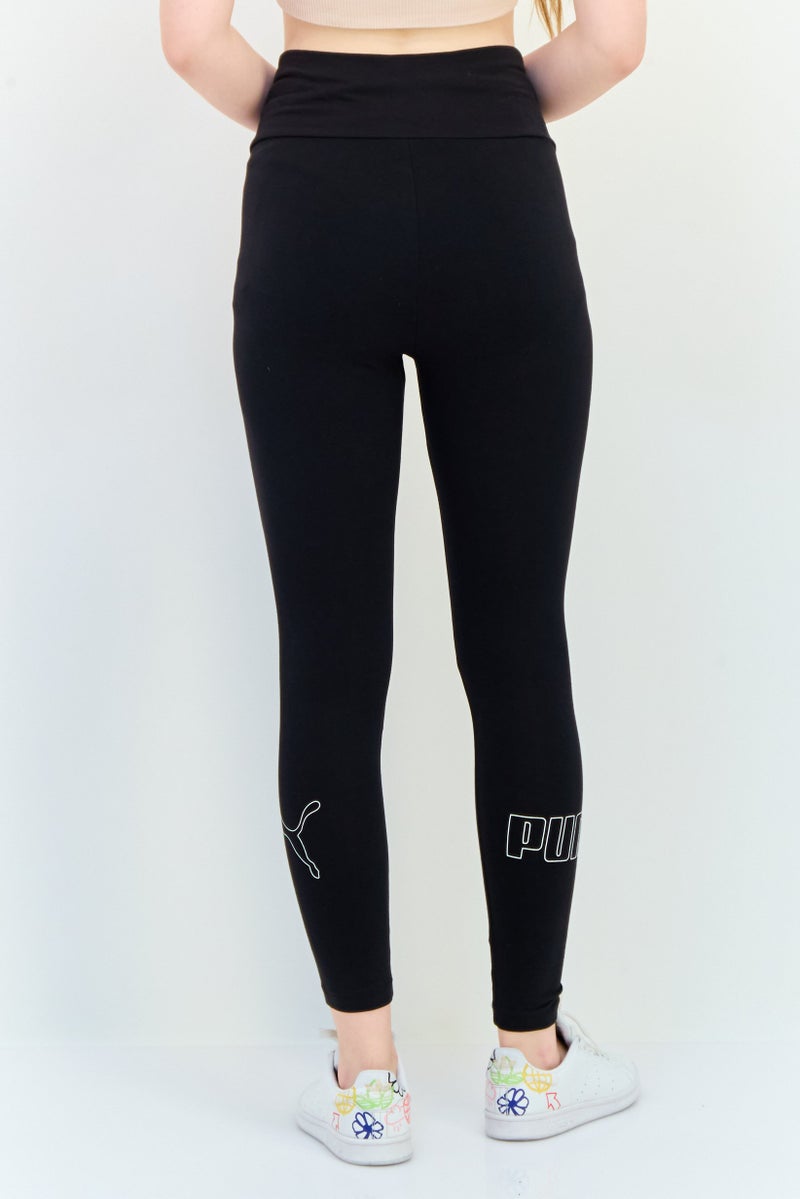 PUMA سراويل تدريب رياضية للنساء بشعار العلامة التجارية، سوداء - Image 3