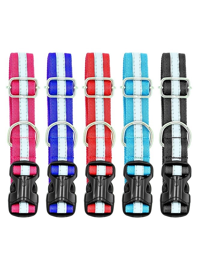 BURAQ Pets 5 Pcs Reflective Dog Collar, Feautures With Adjustable & Durable, Nylon Dog Belt, Heavy Metal D Ring & Strong Breakaway Buckle, For Dogs (Multicolor),53 cm,W_30 cm - Image 1