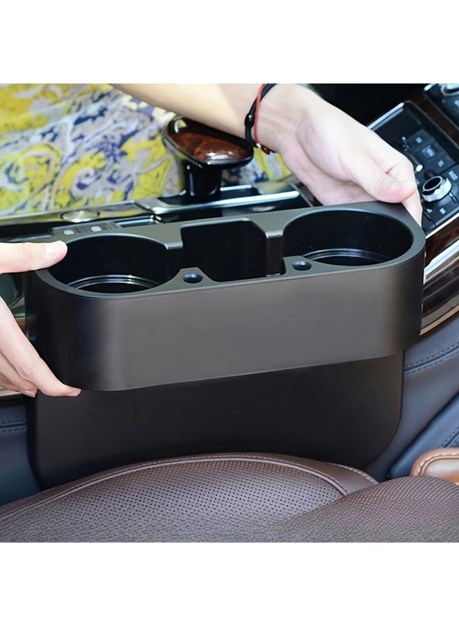 Beige Car Cup Holder Multi Function Organizer For Cup Bottle Phone - Image 1