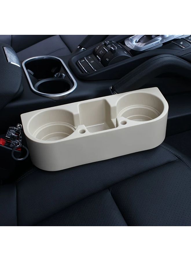Beige Car Cup Holder Multi Function Organizer For Cup Bottle Phone - Image 2