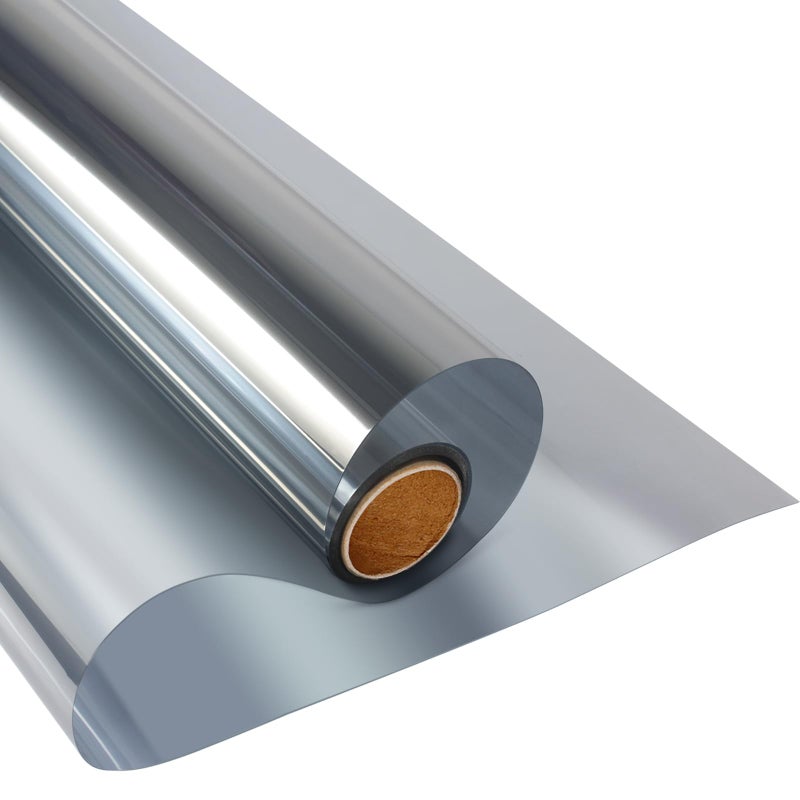 KESPEN WINDOW FILMS KESPEN Window Film One Way Daytime Privacy Static Cling Heat Control Glass Window Tint Mirror House Film Silver 354 Inch X 328 Feet 