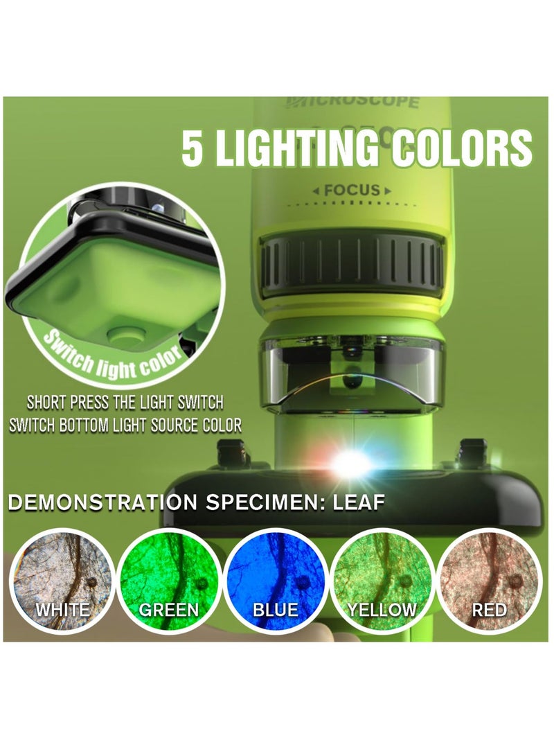 Excefore 2 in 1 Microscope for Kids with Detachable Mini Pocket Microscope 50X-250X Slides Specimens & Colorful LED Light Experiments Educational Toys STEM for Kids Student Ages 8+ Boys Girl Gifts - Image 5
