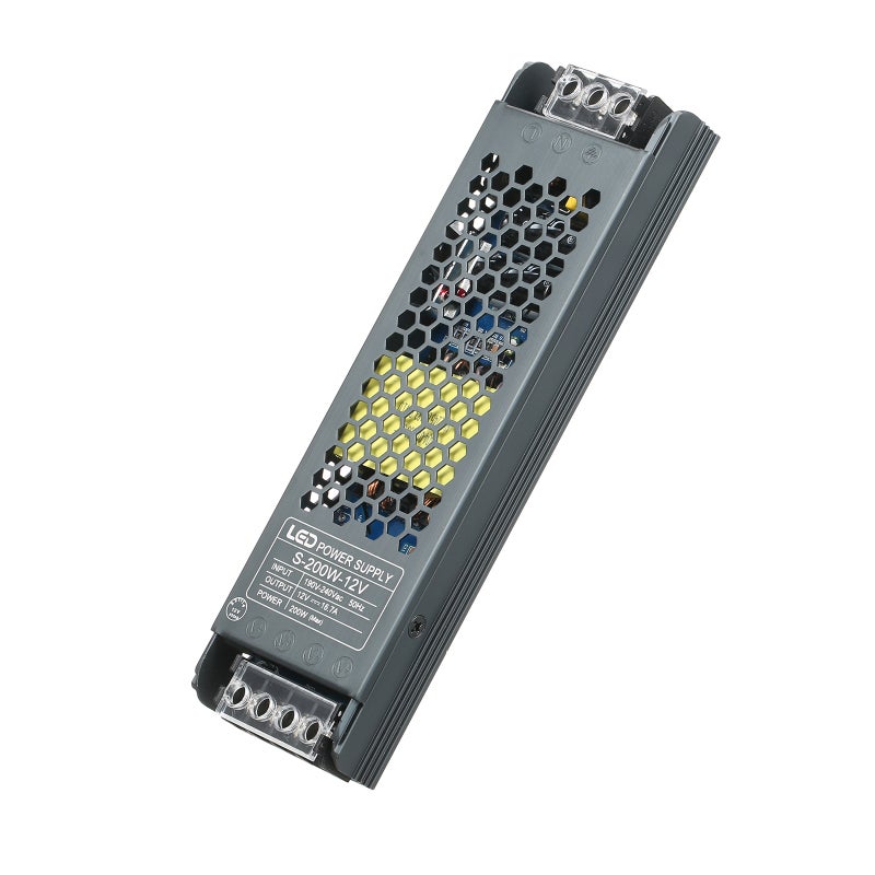 محول طاقة رفيع للغاية لمصابيح شريط LED، من تيار متردد 190-240 فولت إلى تيار مستمر 12 فولت 16.7 أمبير 200 واط، محول طاقة تبديلي للاستخدام الداخلي - Image 1