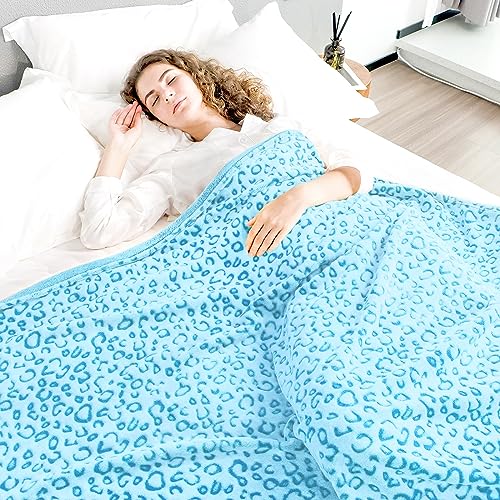 ZHIKU Blue Leopard Print Throw Blanket for Women, Ultra Soft Warm Cheetah Blanket, Fleece Throw for Bed Sofa Couch, Home Decor Living Room Bedroom Decor, Mothers Day Birthday Gifts for Mom Grandma, 50"x60" - Image 4