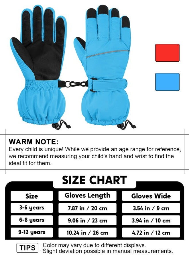 Cooraby 2 Pairs Kids Snow Ski Gloves Winter Waterproof Windproof Thick Warm Gloves for Boys Girls Cold Weather Outdoor - Image 2