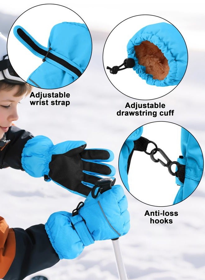 Cooraby 2 Pairs Kids Snow Ski Gloves Winter Waterproof Windproof Thick Warm Gloves for Boys Girls Cold Weather Outdoor - Image 3