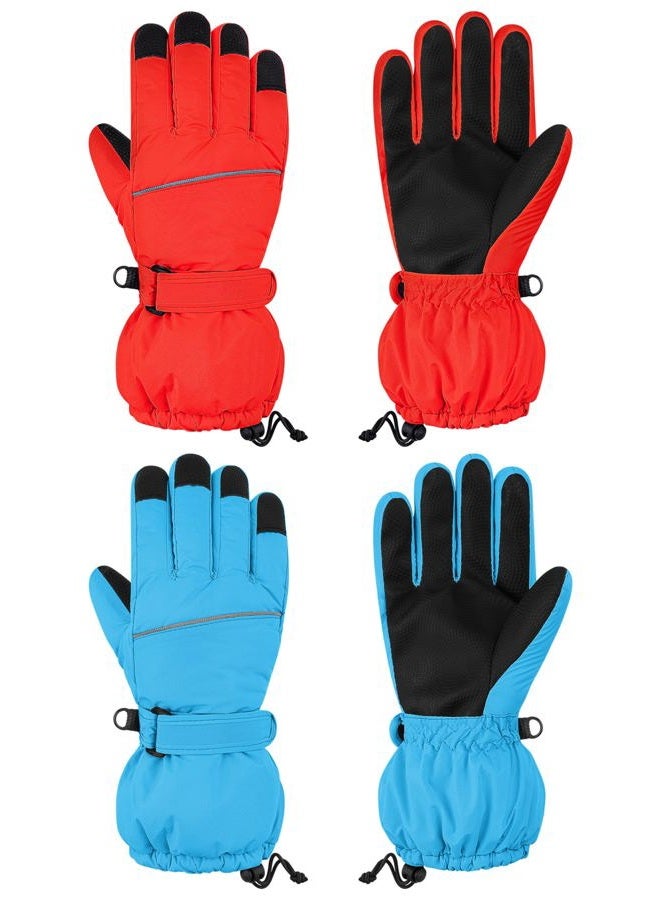 Cooraby 2 Pairs Kids Snow Ski Gloves Winter Waterproof Windproof Thick Warm Gloves for Boys Girls Cold Weather Outdoor - Image 1
