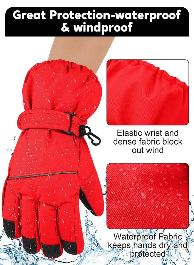 Cooraby 2 Pairs Kids Snow Ski Gloves Winter Waterproof Windproof Thick Warm Gloves for Boys Girls Cold Weather Outdoor - Image 5