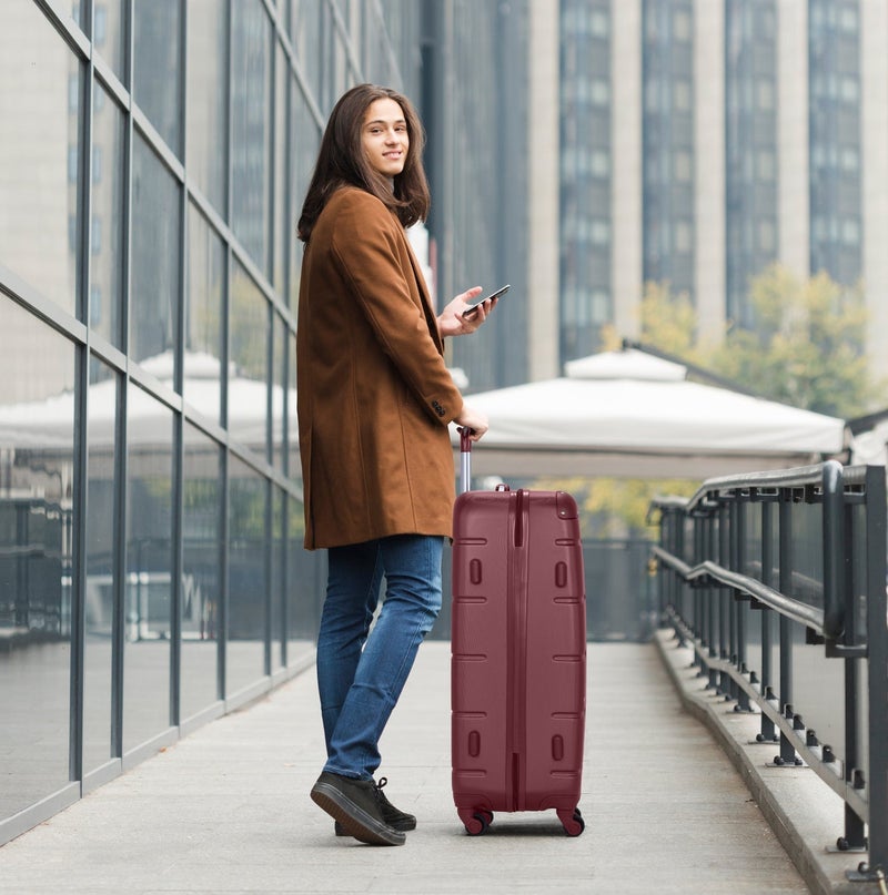 SENATOR Hard Case Travel Bags Trolley Luggage Set of 4 ABS Lightweight Suitcase with 4 Spinner Wheels A1012, Burgundy - Image 3