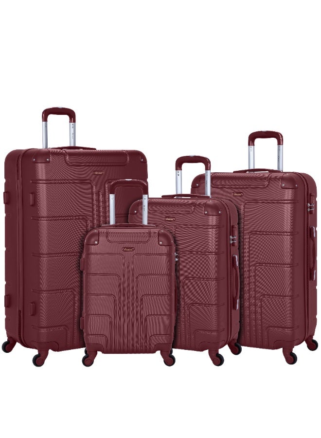 SENATOR Hard Case Travel Bags Trolley Luggage Set of 4 ABS Lightweight Suitcase with 4 Spinner Wheels A1012, Burgundy - Image 1