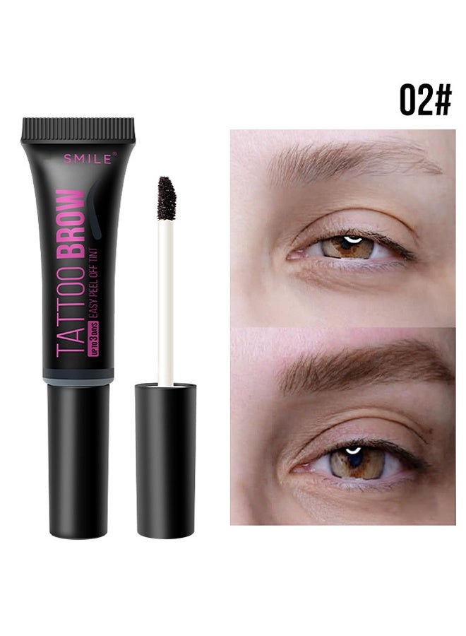 سمايل تاتو بورد تينت سهل التقشير - جل الحواجب بفرشاة الماسكارا وثلاثة أشكال للحواجب مقاومة للماء للعرق لمدة 3 أيام طويلة الأمد تقشر الوشم جل الحاجب أسود # 02 - Image 2