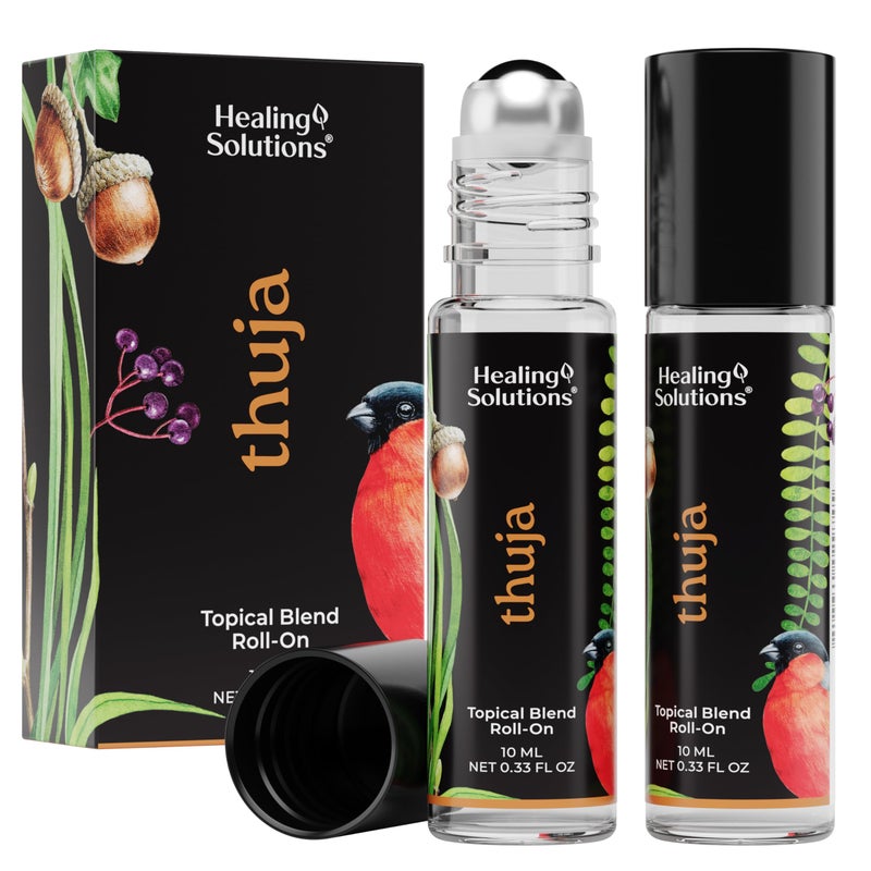 Healing Solutions 2 Pack Thuja Essential Oil USDA Organic Roll On Set Skin Care Body Perfume Oil for Women - Image 3