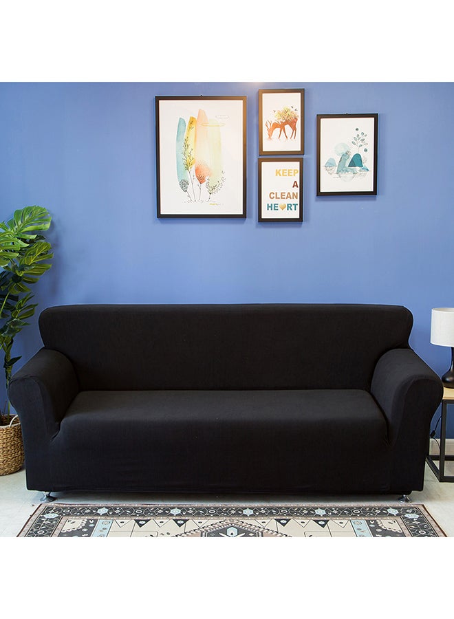 إسكدنيا غطاء أريكة قابل للتمدد مصنوع من قماش الجاكار الشامل مناسب لثلاثة كراسي أسود 1.5كيلوجرام - Image 3