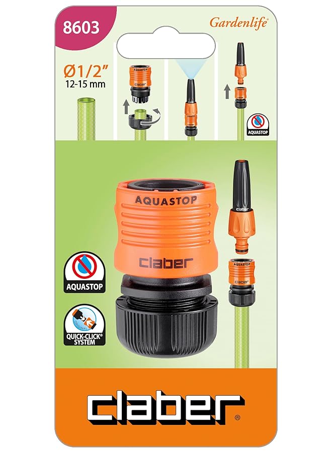 Claber 8603 1/2 Inch Hose Coupling With Aquastop