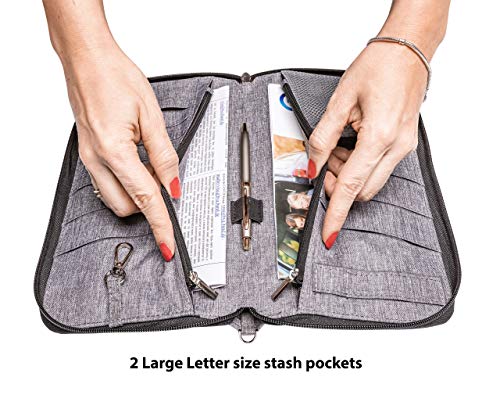 Valante Premium Family Travel Document Organizer Capacious RFID Passport Holder Wallet (Large, gray) - Image 5