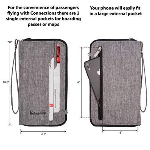 Valante Premium Family Travel Document Organizer Capacious RFID Passport Holder Wallet (Large, gray) - Image 4