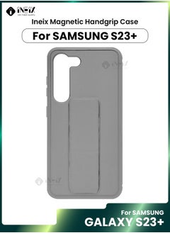 INEIX 3-in-1 Magnetic Wrist Strap Hand Grip with Stand Case Cover for Samsung Galaxy S23 Plus-Gray  - Image 1