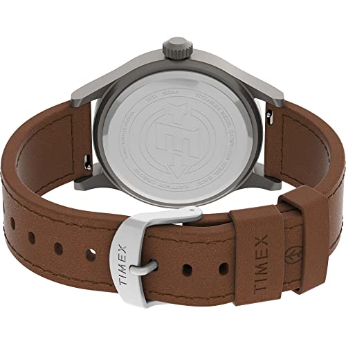 Timex Men's Expedition Scout 40mm Watch – Gray Case Black Dial with Brown Ecco DriTan Leather Strap - Image 2