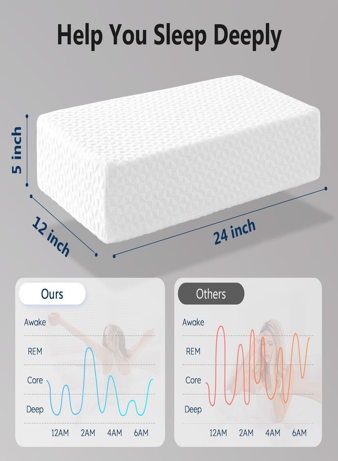 COLDHUNTER Cube Pillow Pro for Side Sleepers Memory Foam Bed Pillow Soft Pillow Supportive Head, Neck, and Shoulder Pain Relief, White-24"x12"x5" - Image 4