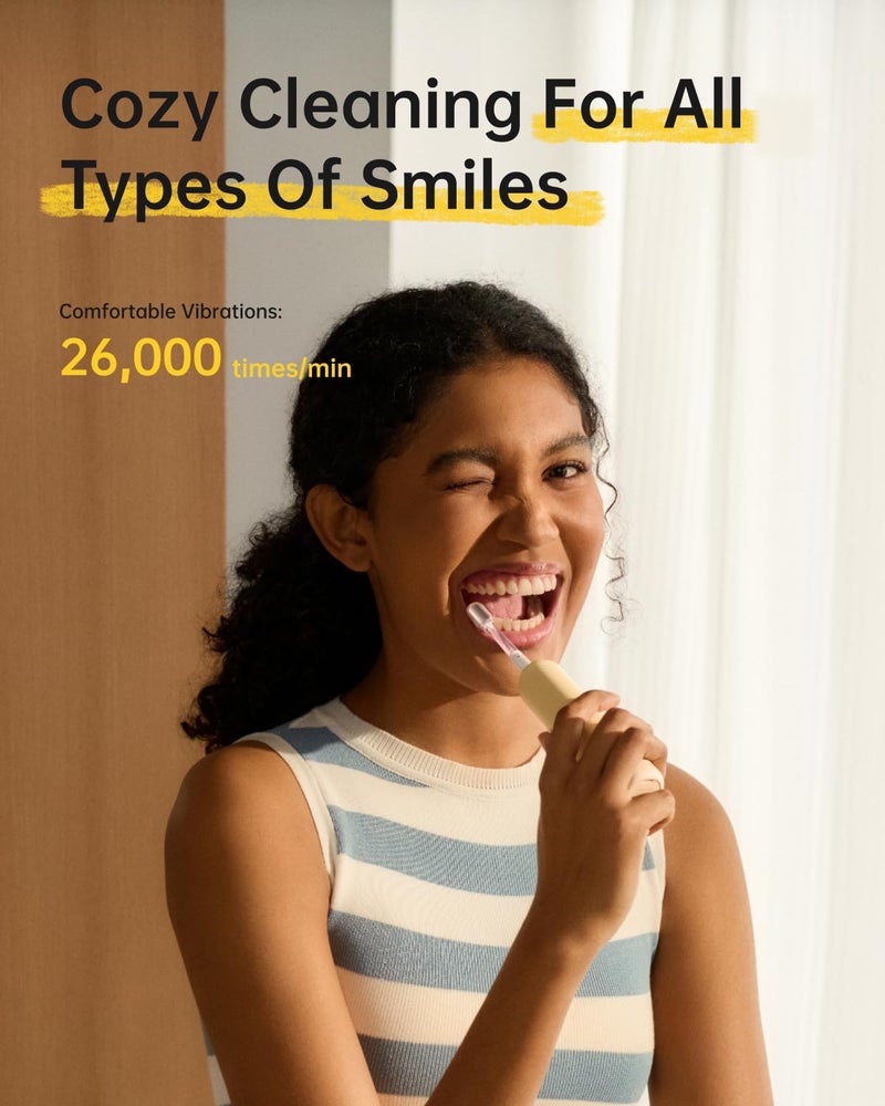 Laifen Wave Special Electric Toothbrush, New 2025 Version Oscillation & Vibration Sonic Electric Toothbrush for Adults with App, 2 Brush Heads, IP68 Waterproof Travel Powered Toothbrush (Matte Yellow) - Image 4